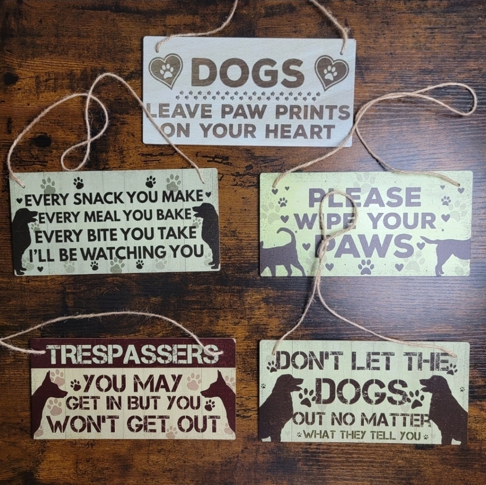 5pcs Dog Themed Hanging Signs Decor